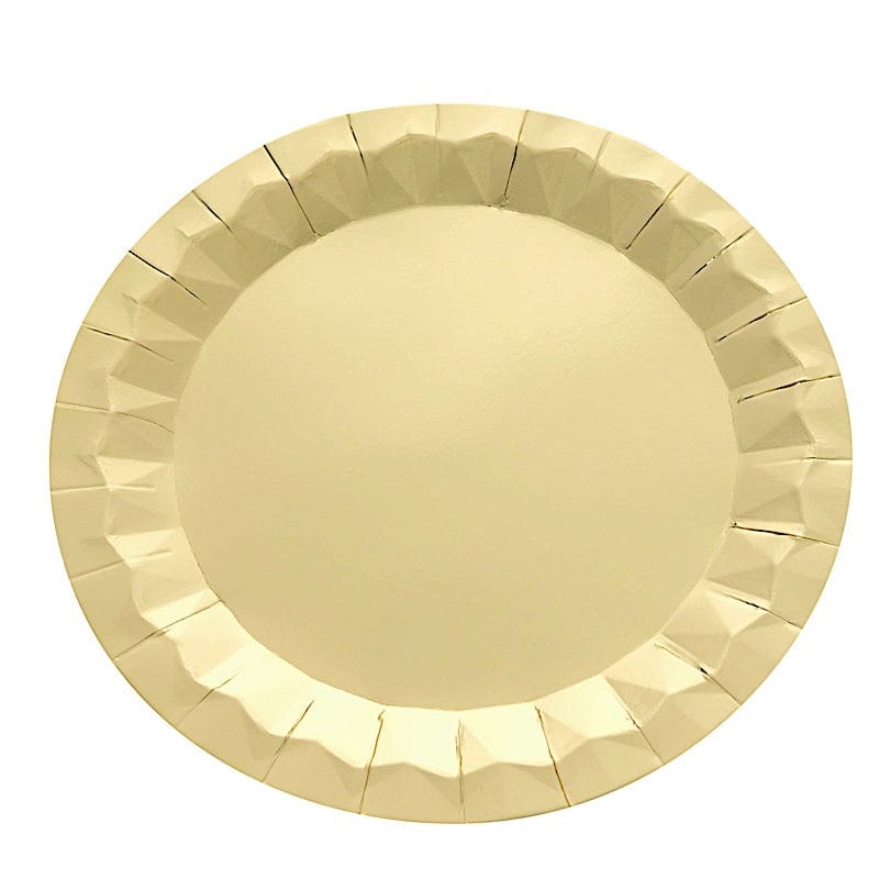 25 Geometric Round Metallic Disposable Dinner Salad Paper Plates