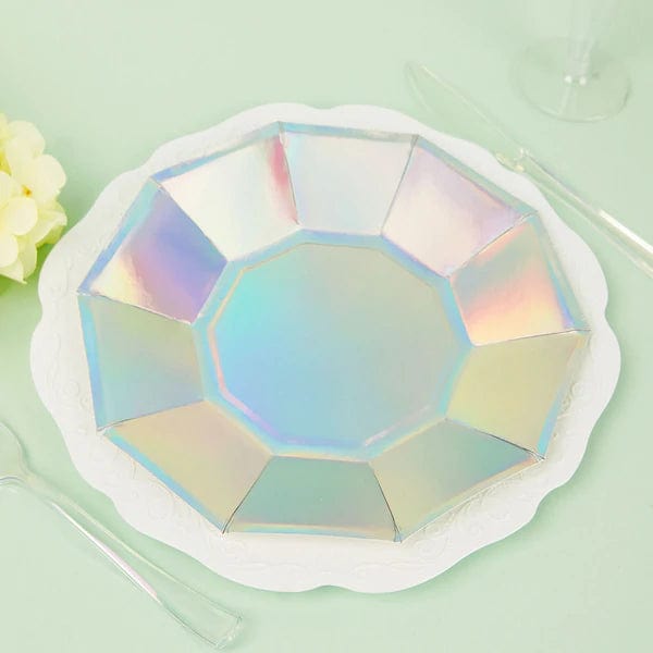 25 Iridescent Decagon Disposable Paper Salad Plates