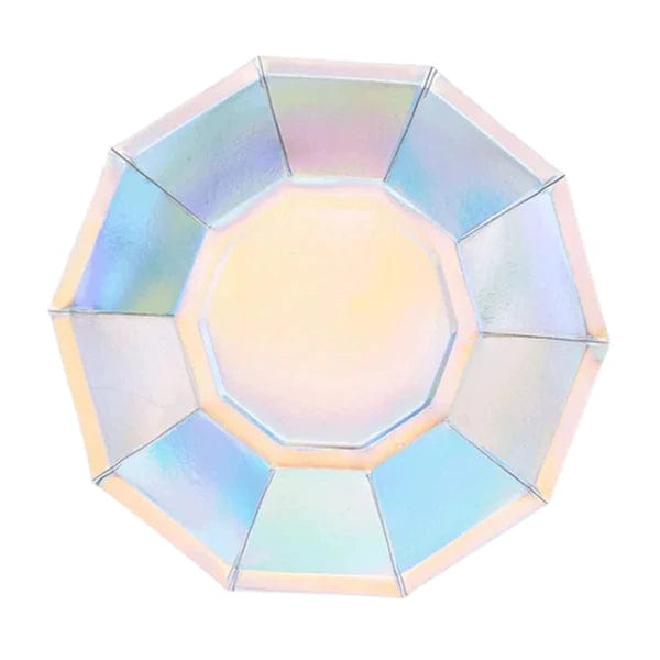 25 Iridescent Decagon Disposable Paper Salad Plates