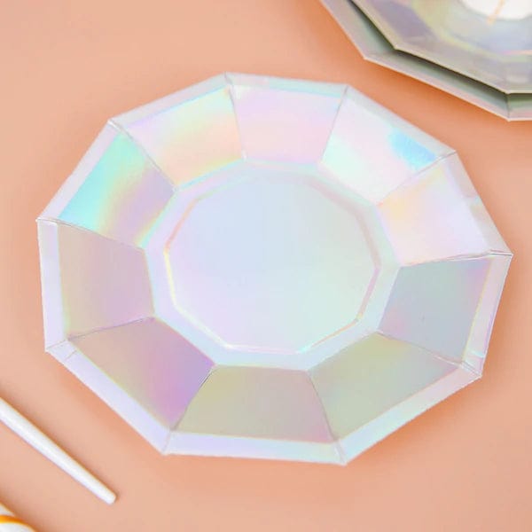 25 Iridescent Decagon Disposable Paper Salad Plates