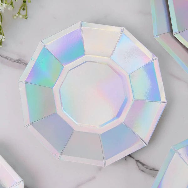 25 Iridescent Decagon Disposable Paper Salad Plates