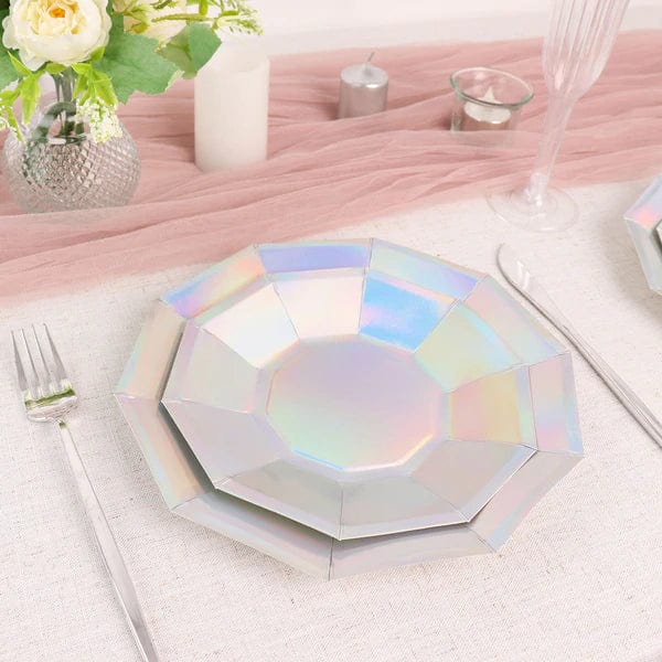 25 Iridescent Decagon Disposable Paper Salad Plates