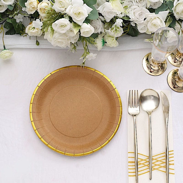 25 White Octagon Disposable Dinner Salad Paper Plates with Bamboo Print Trim