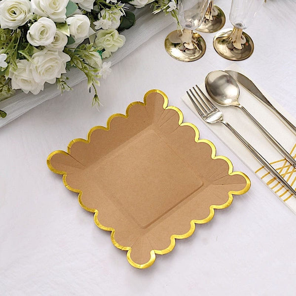 25 White Octagon Disposable Dinner Salad Paper Plates with Bamboo Print Trim