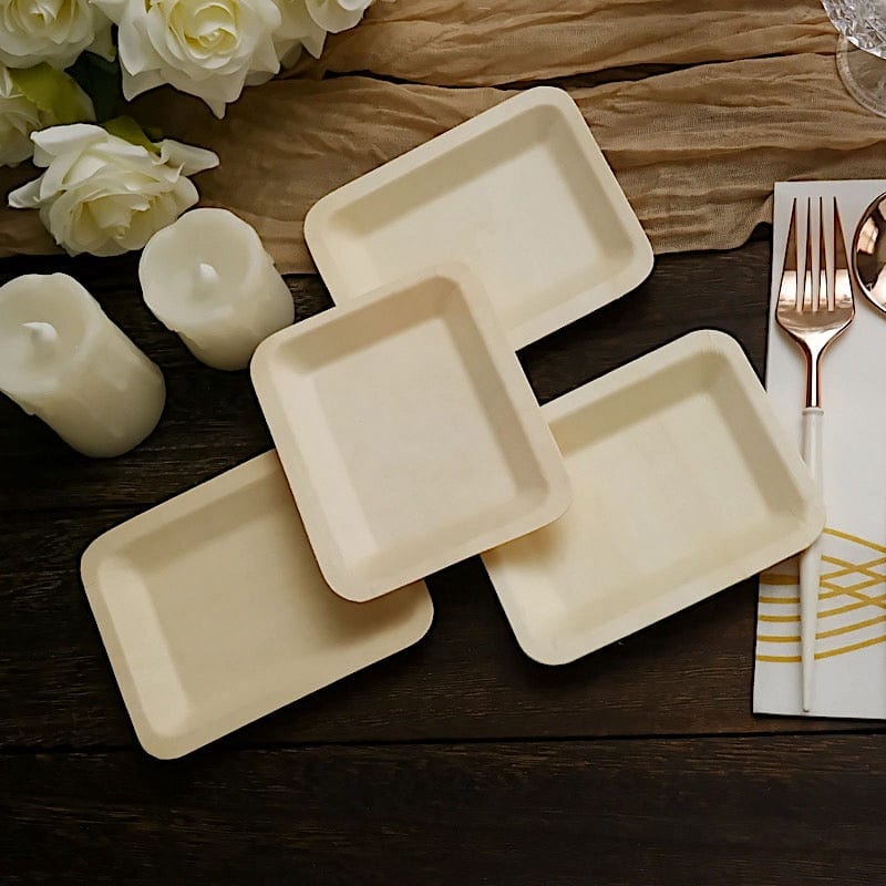 25 pcs Natural Birch Wooden Rectangle Plates