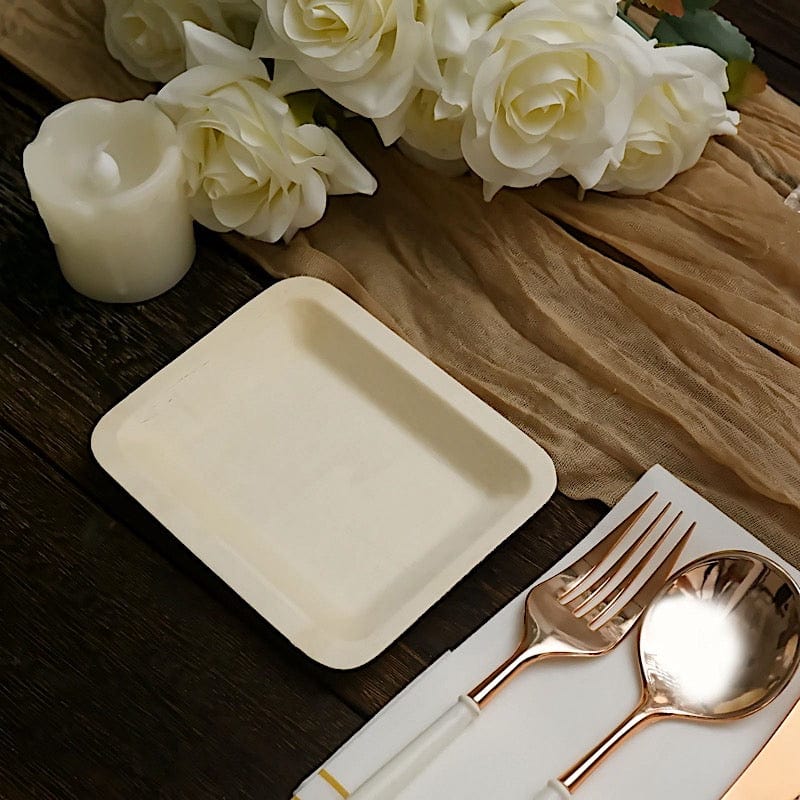 25 pcs Natural Birch Wooden Rectangle Plates