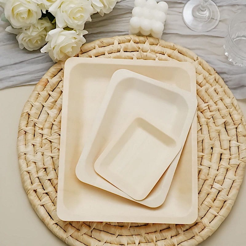 25 pcs Natural Birch Wooden Rectangle Plates