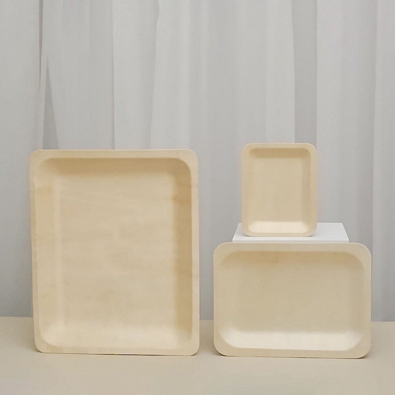 25 pcs Natural Birch Wooden Rectangle Plates