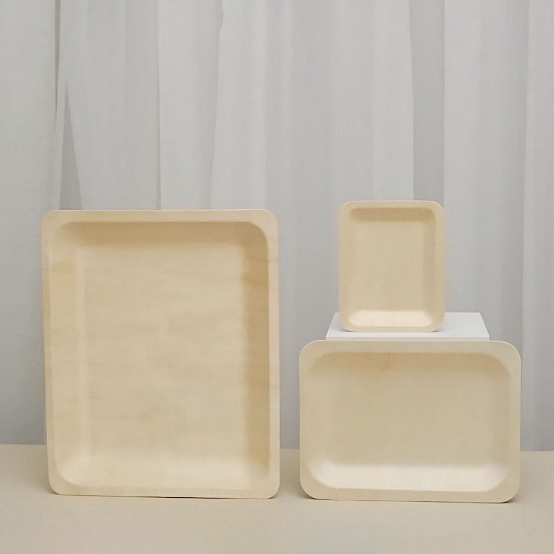 25 pcs Natural Birch Wooden Rectangle Plates