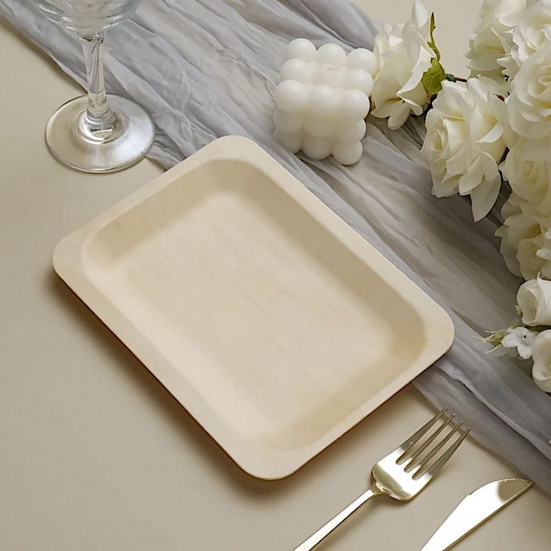 25 pcs Natural Birch Wooden Rectangle Plates