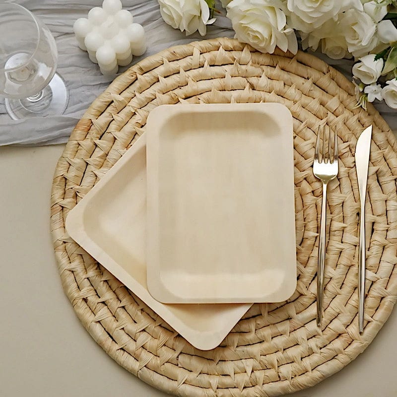 25 pcs Natural Birch Wooden Rectangle Plates