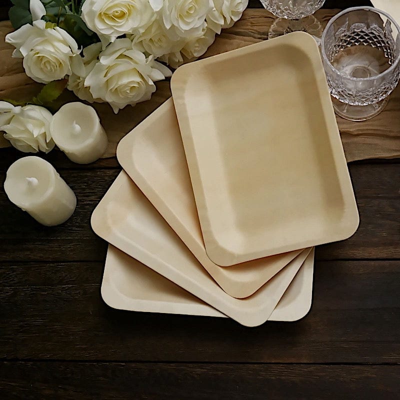 25 pcs Natural Birch Wooden Rectangle Plates