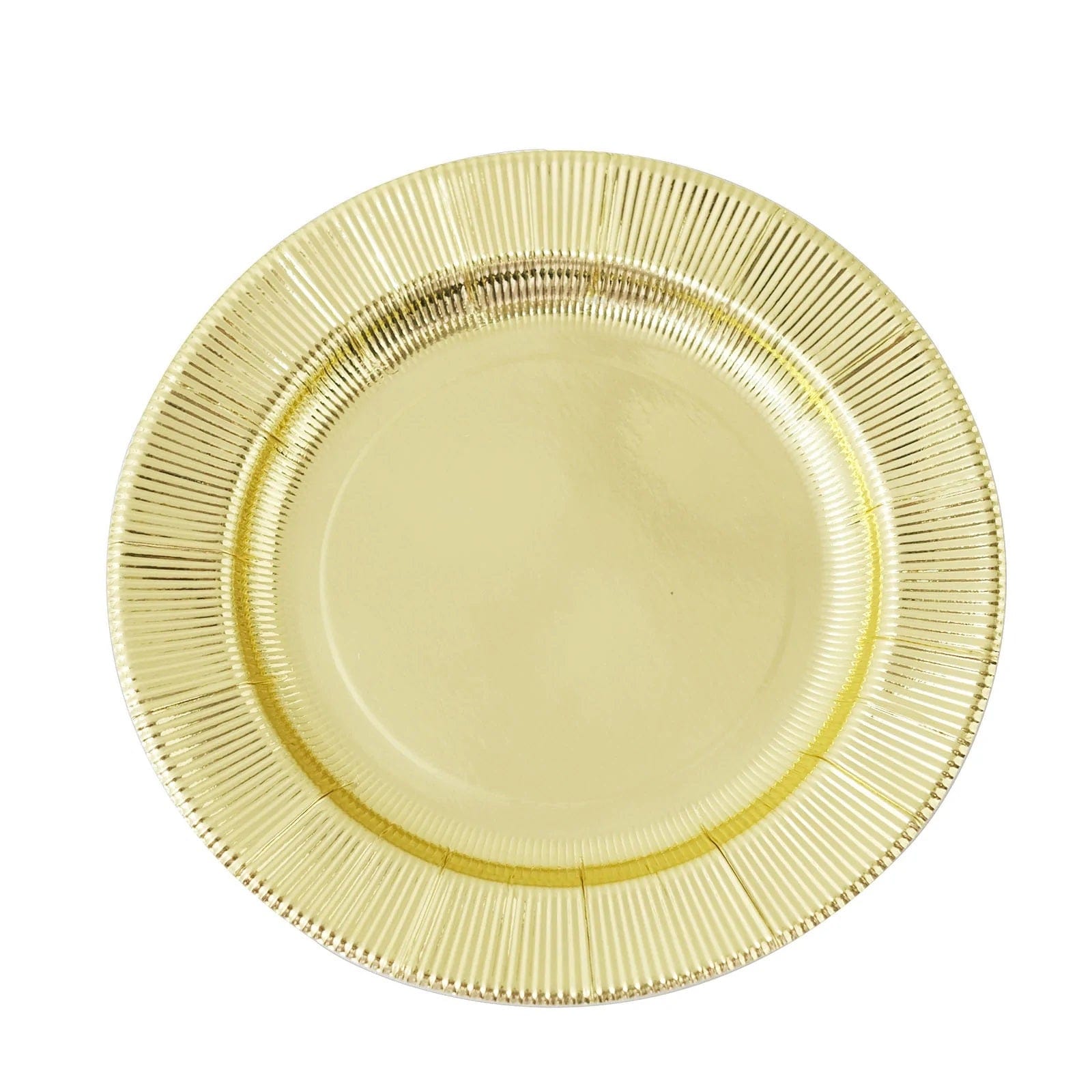25 Round Metallic Disposable Dinner Salad Paper Plates with Textured Trim