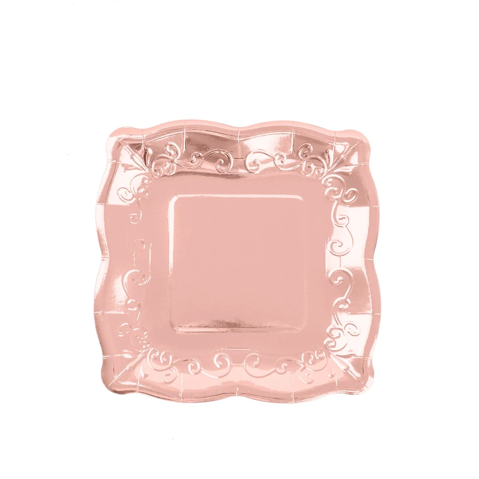 25 Square Disposable Dinner Dessert Paper Plates with Embossed Scroll Trim