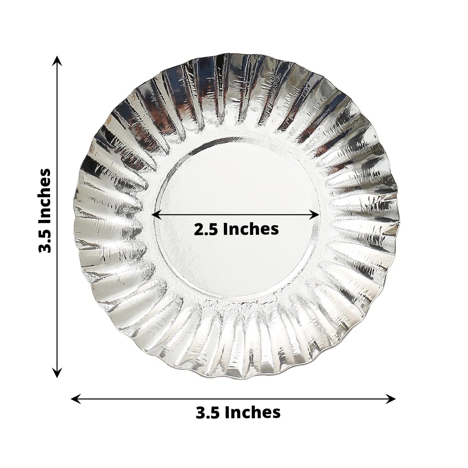 50 Metallic Round Disposable Mini Dessert Paper Plates with Scalloped Trim