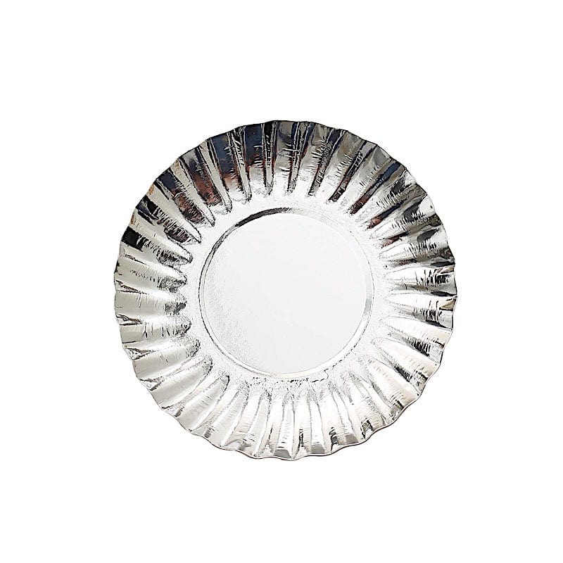 50 Metallic Round Disposable Mini Dessert Paper Plates with Scalloped Trim