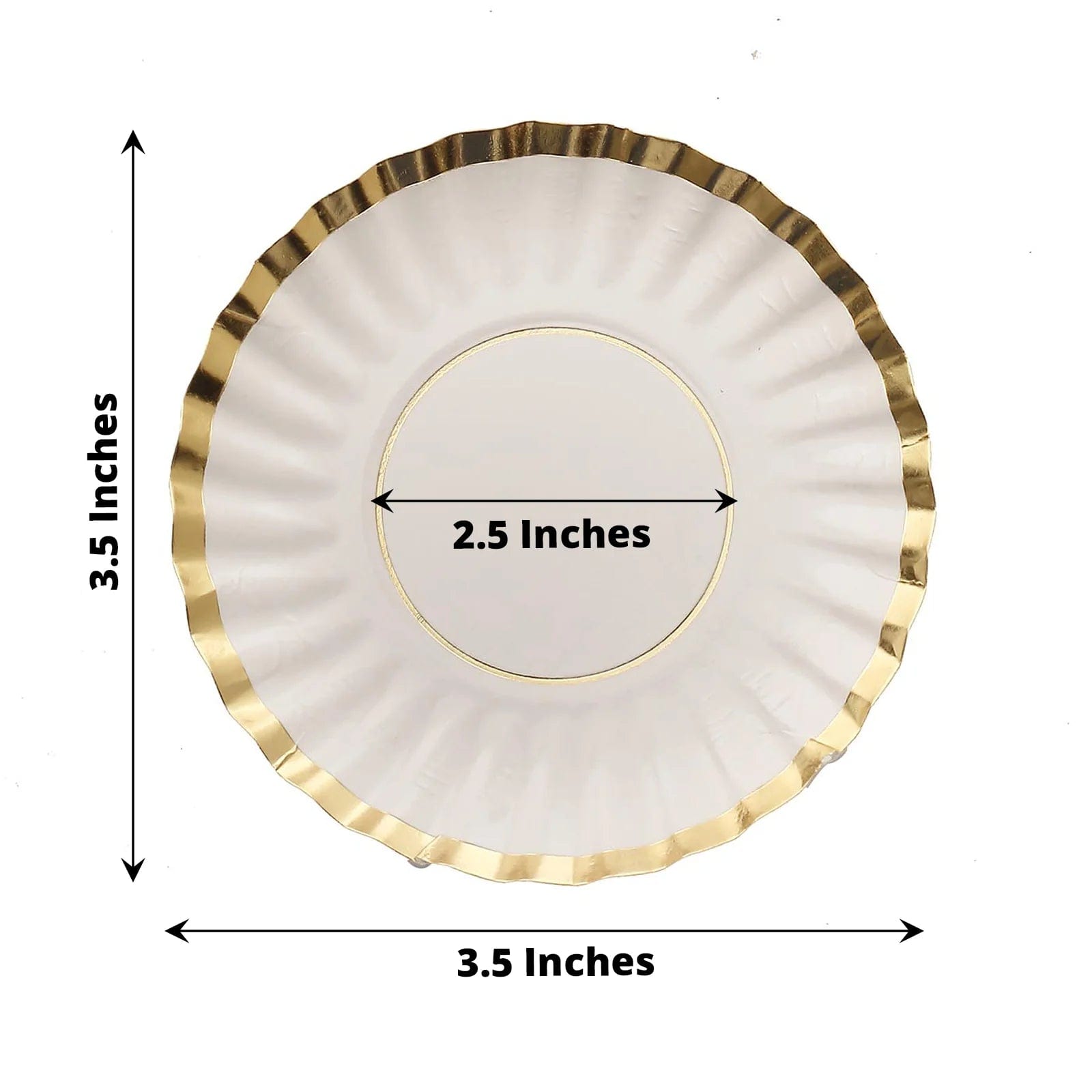 50 Metallic Round Disposable Mini Dessert Paper Plates with Scalloped Trim
