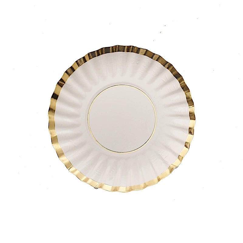 50 Metallic Round Disposable Mini Dessert Paper Plates with Scalloped Trim