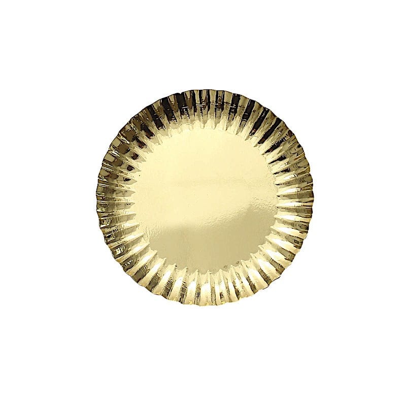 50 Metallic Round Disposable Mini Dessert Paper Plates with Scalloped Trim
