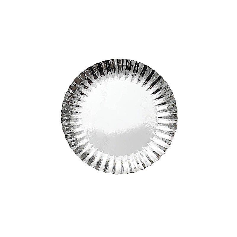 50 Metallic Round Disposable Mini Dessert Paper Plates with Scalloped Trim