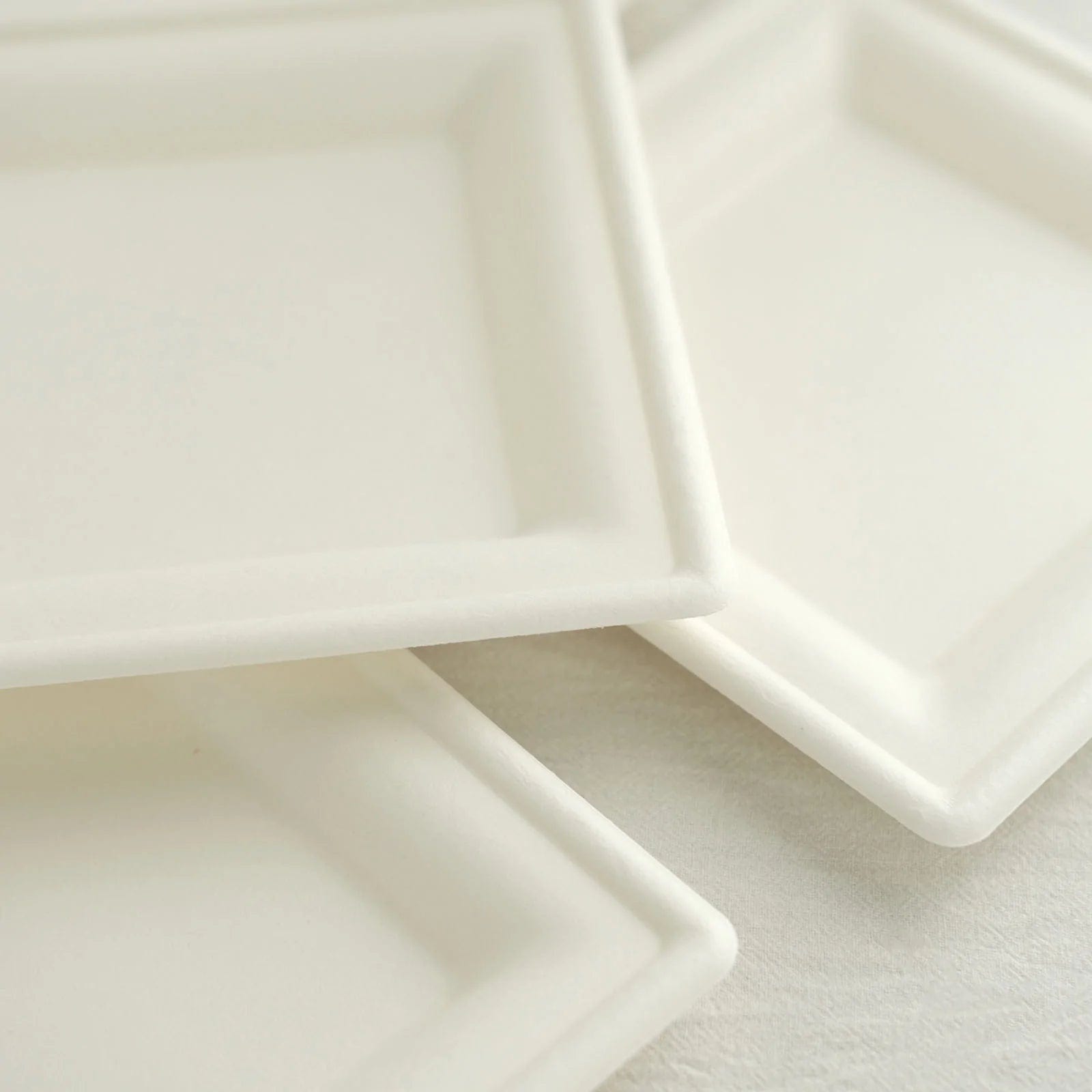 50 White Square Sustainable Bagasse Disposable Salad Dinner Plates