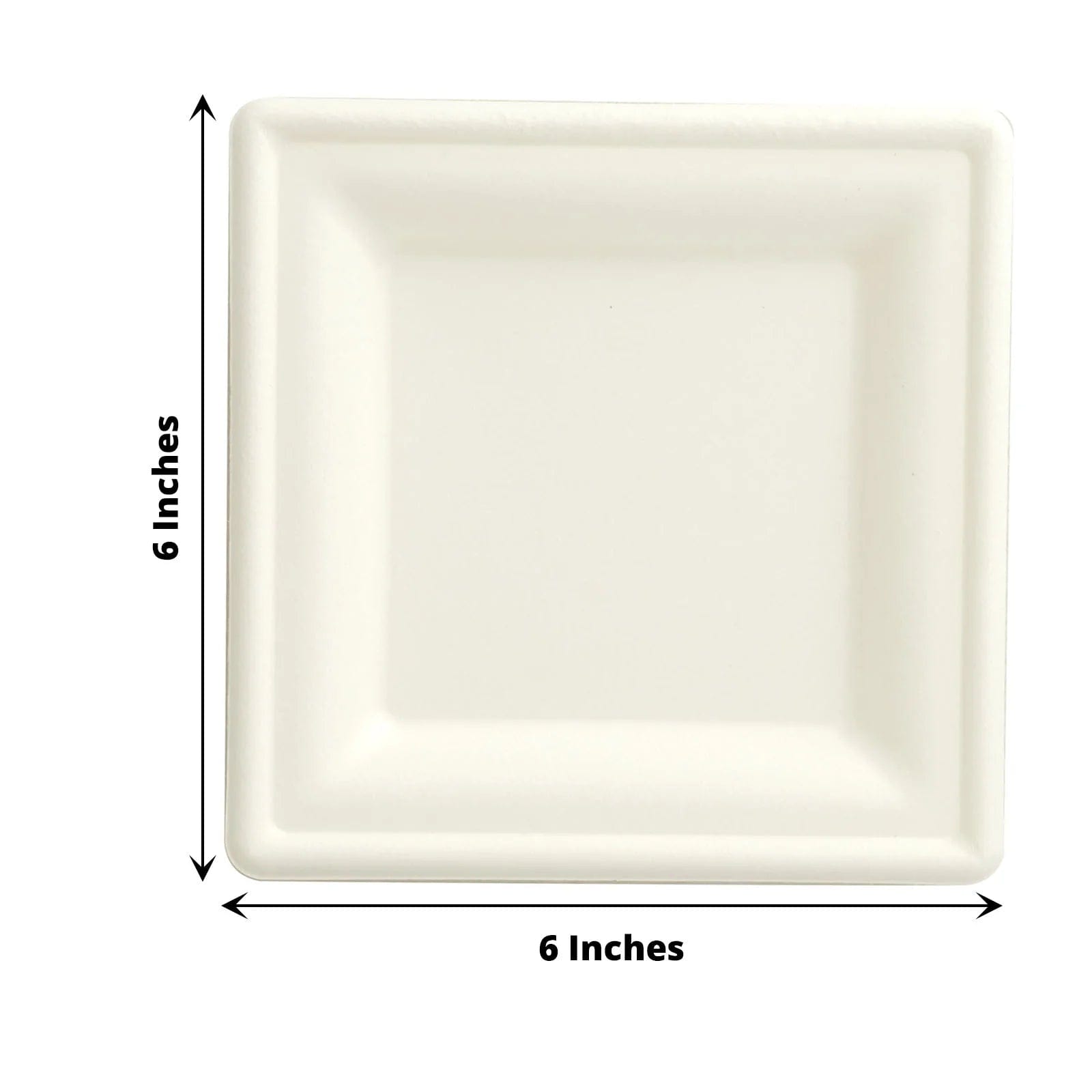 50 White Square Sustainable Bagasse Disposable Salad Dinner Plates