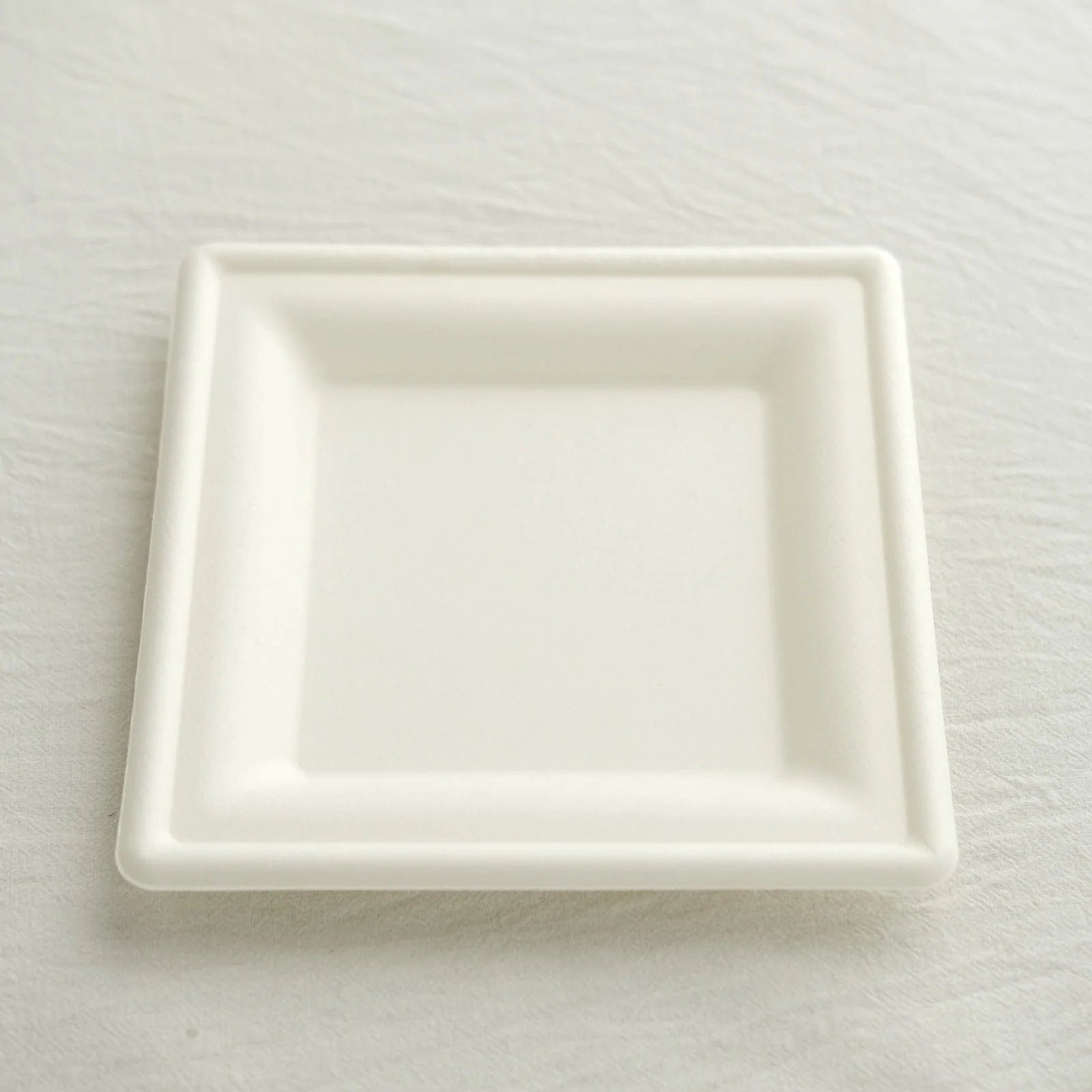 50 White Square Sustainable Bagasse Disposable Salad Dinner Plates
