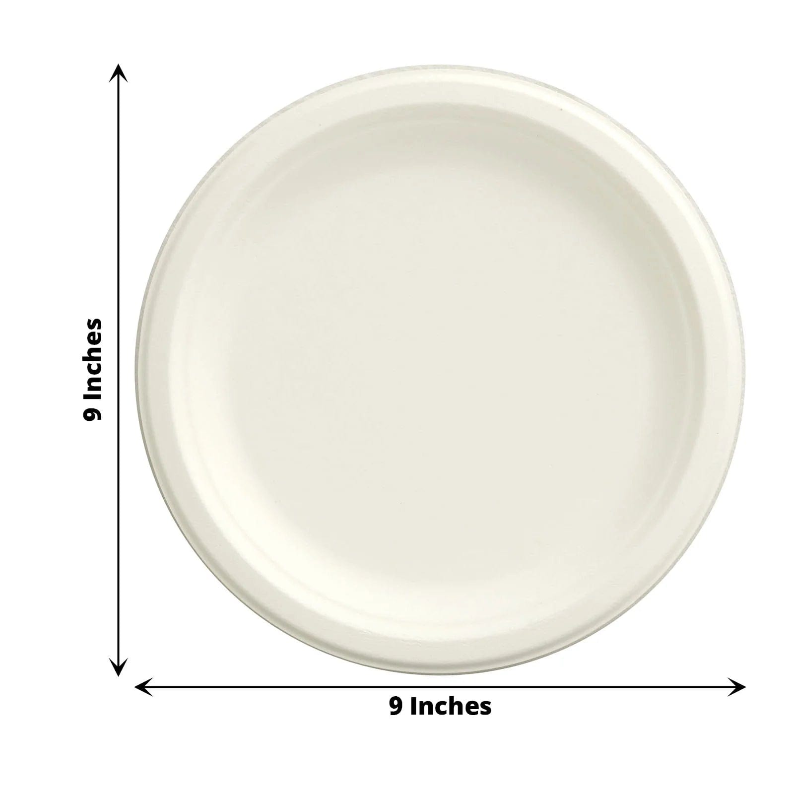 50 White Round Sustainable Bagasse Disposable Salad and Dinner Plates
