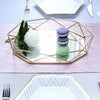 Gold 14x9 in Mirrored Metal Geometric Decorative Serving Tray