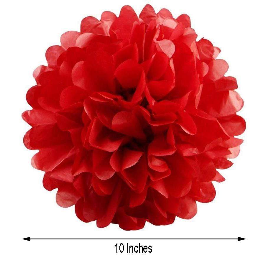 1 Inch Red Poms | Red Pom Pom | Red Tinsel Pom Poms - 1 Inch - 6/Pkg  (dar115430)