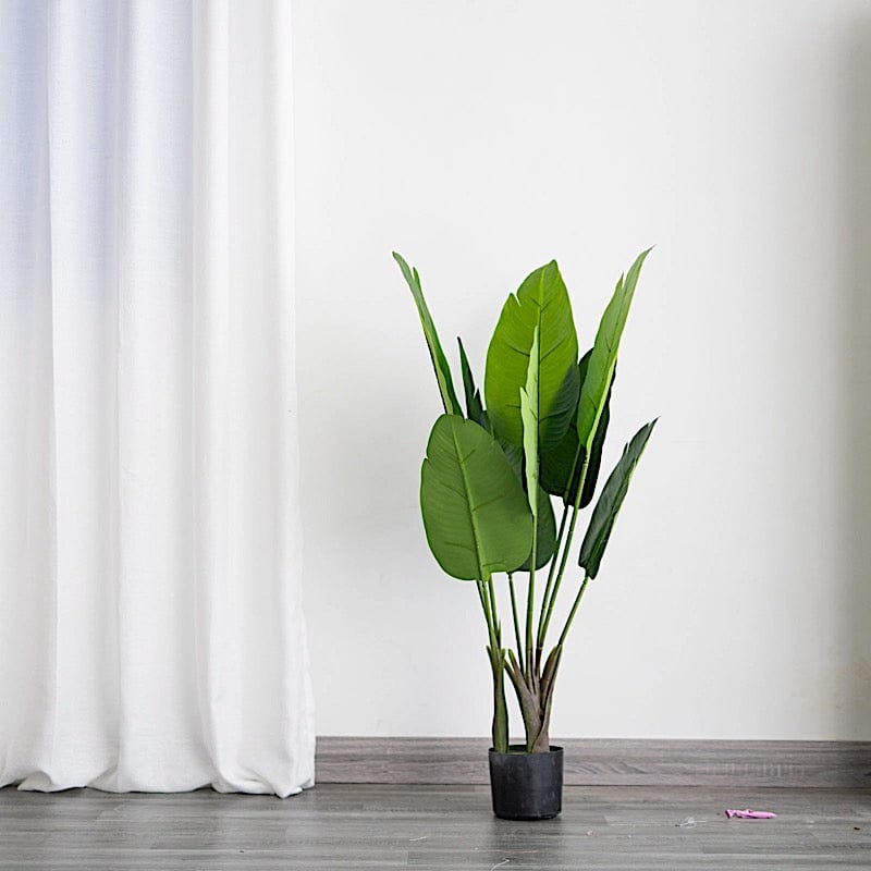 bird of paradise plant indoor artificial 2 Green Bird of Paradise Artificial Plants in Black Planter Pots