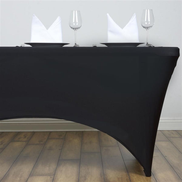 6 ft Black Rectangular Fitted Spandex Tablecloth