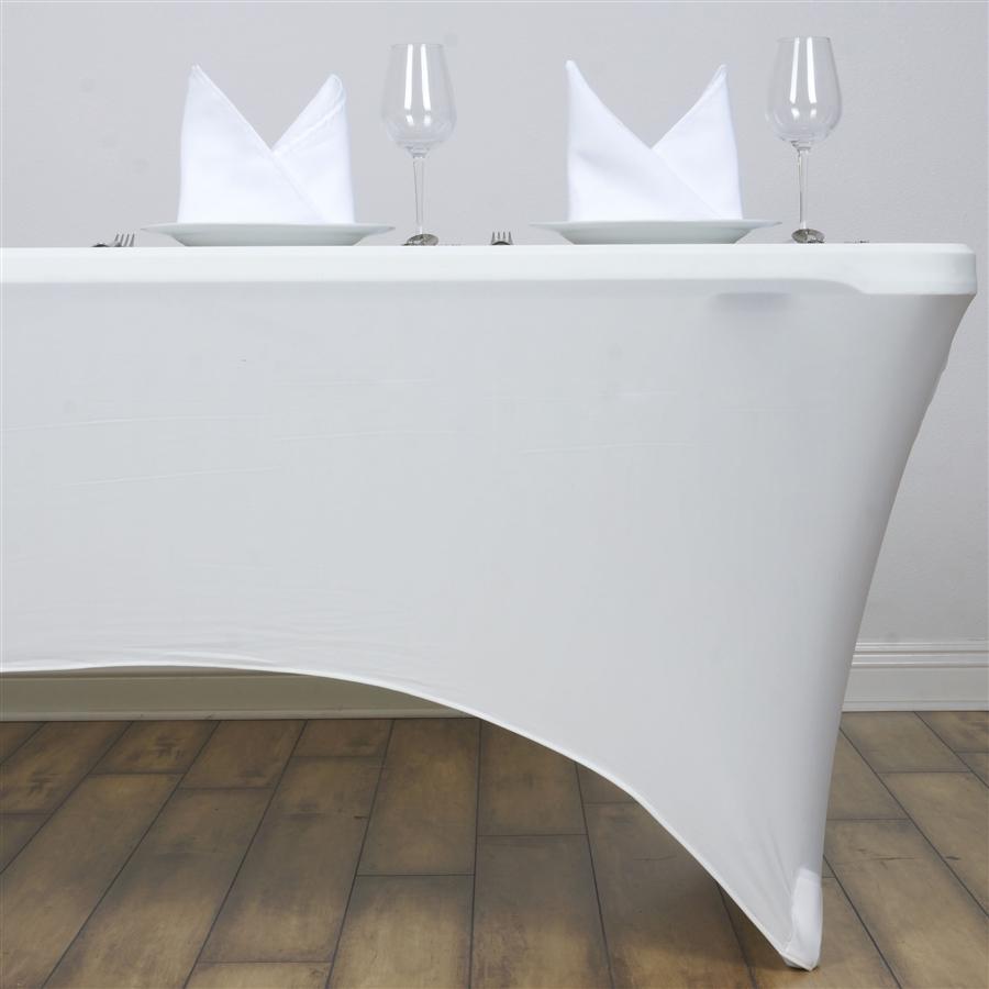 6 ft Ivory Rectangular Fitted Spandex Tablecloth