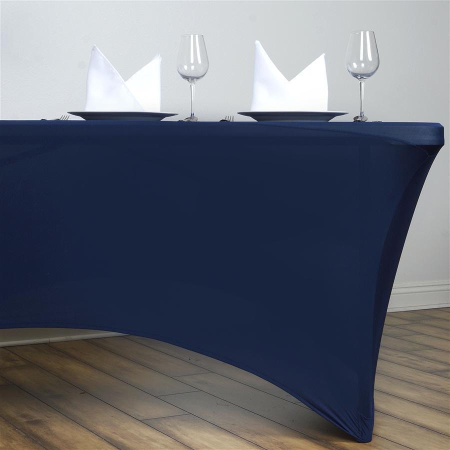 6 ft Navy Blue Rectangular Fitted Spandex Tablecloth
