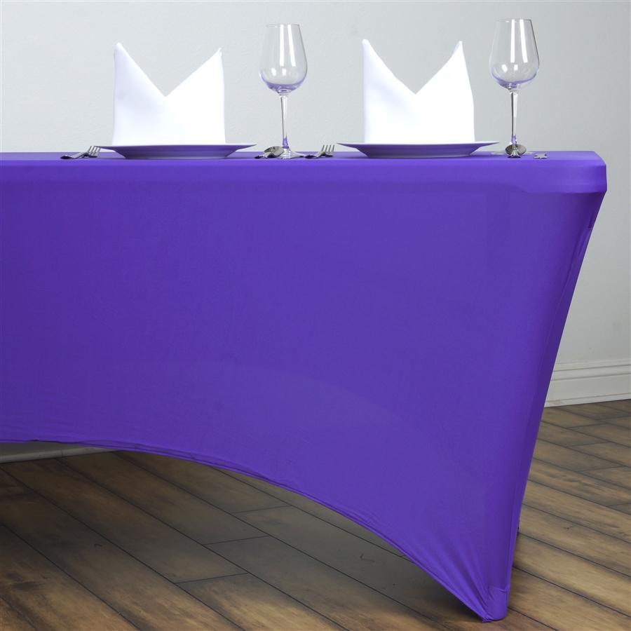 6 ft Purple Rectangular Fitted Spandex Tablecloth