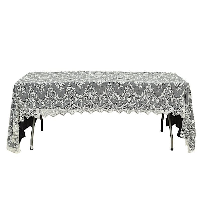 60 x 120 inch Floral Premium Lace Rectangle Tablecloth