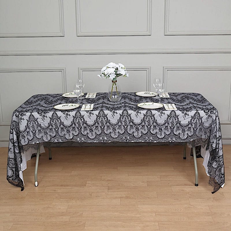 60 x 120 inch Floral Premium Lace Rectangle Tablecloth