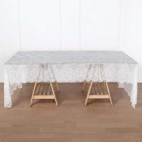 60 x 120 inch Floral Premium Lace Rectangle Tablecloth