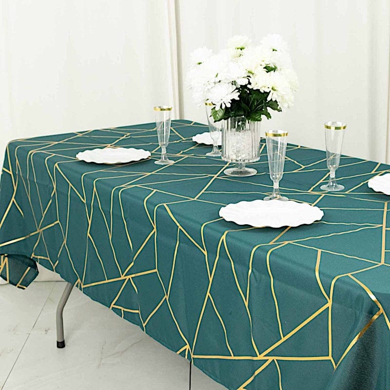 60x102 in Metallic Geometric Design Polyester Rectangle Tablecloth