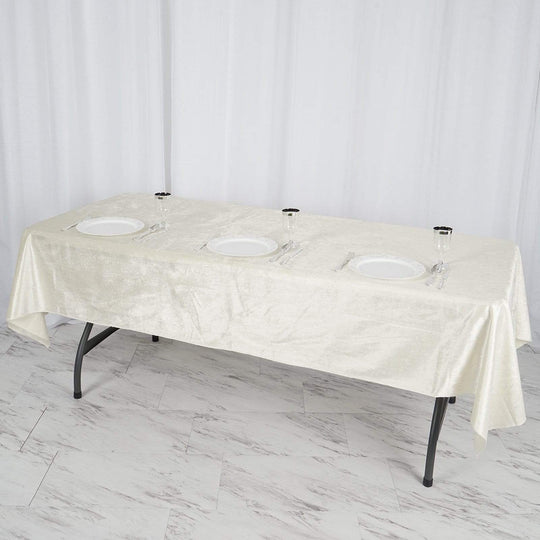 60x102 in Ivory Rectangular Premium Velvet Tablecloth