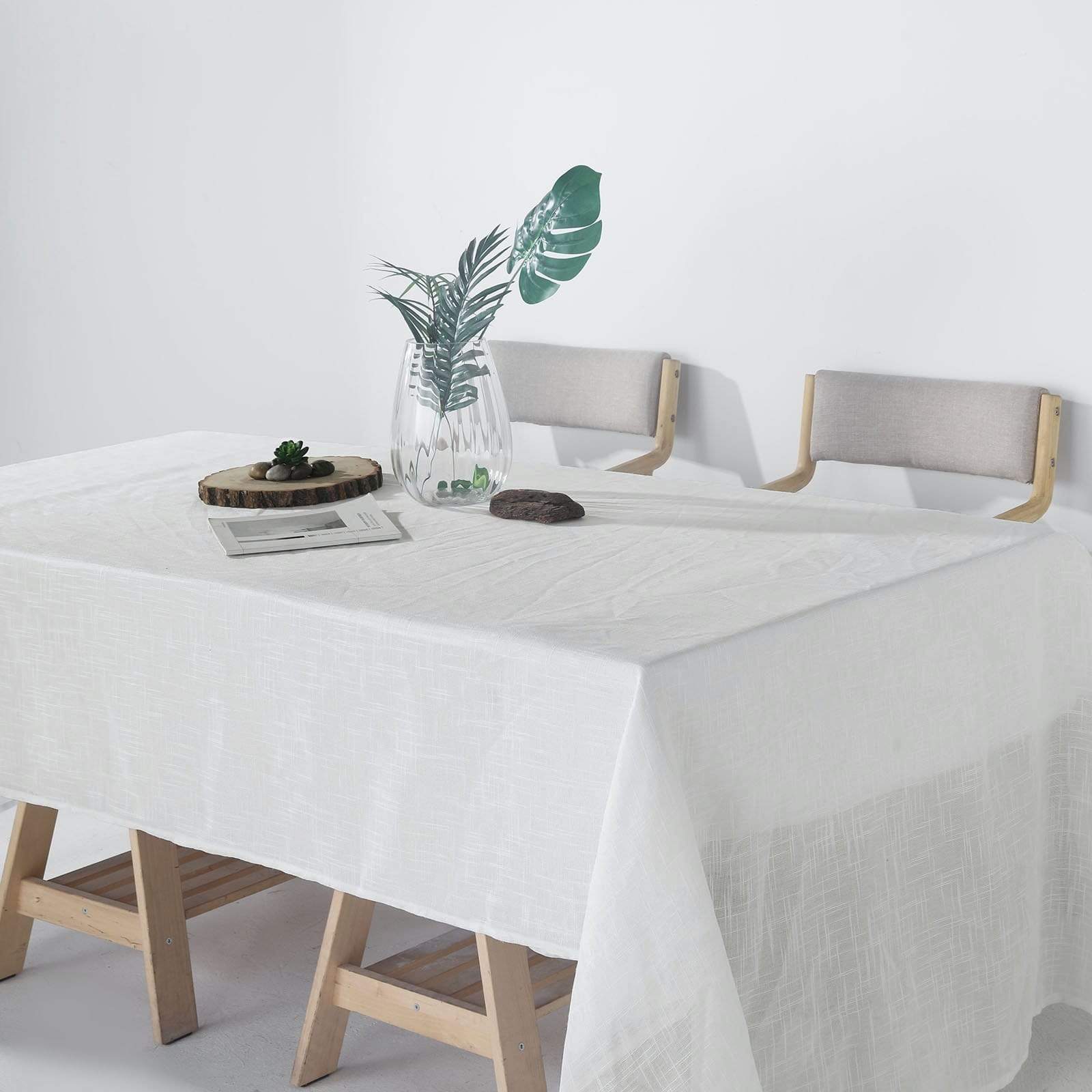 60x126 in Rectangular Premium Polyester Faux Burlap Tablecloth