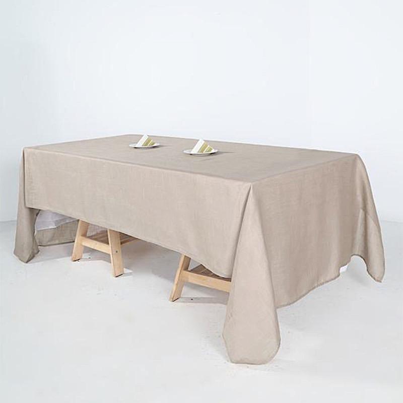 60x126 in Rectangular Premium Polyester Faux Burlap Tablecloth