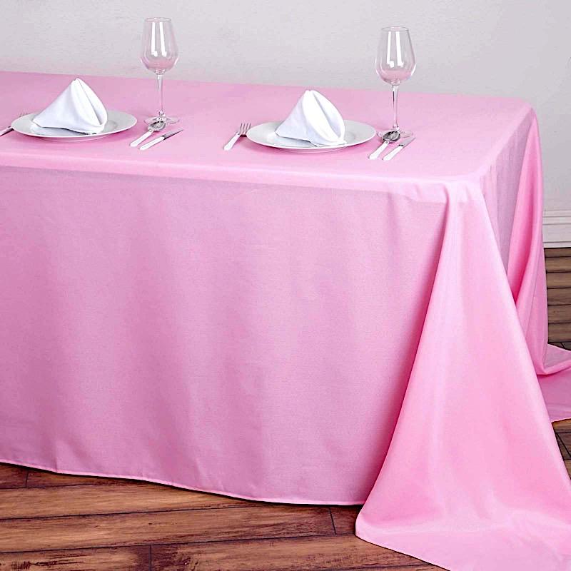 90 x 132 inch Blue Polyester Rectangular Tablecloth