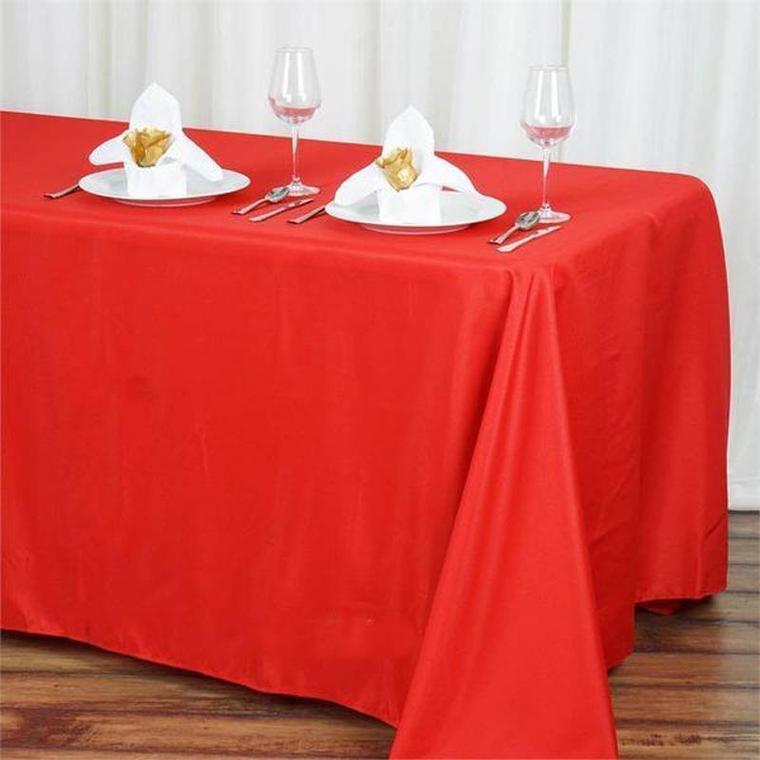 90 x 132 inch Beige Polyester Rectangular Tablecloth