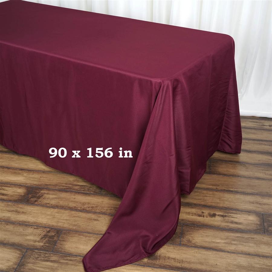 90 x 156 inch Red Polyester Rectangular Tablecloth