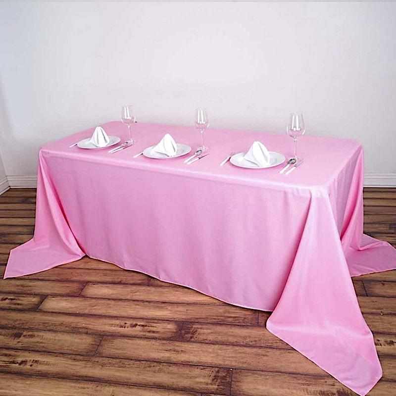 90 x 156 inch Blue Polyester Rectangular Tablecloth