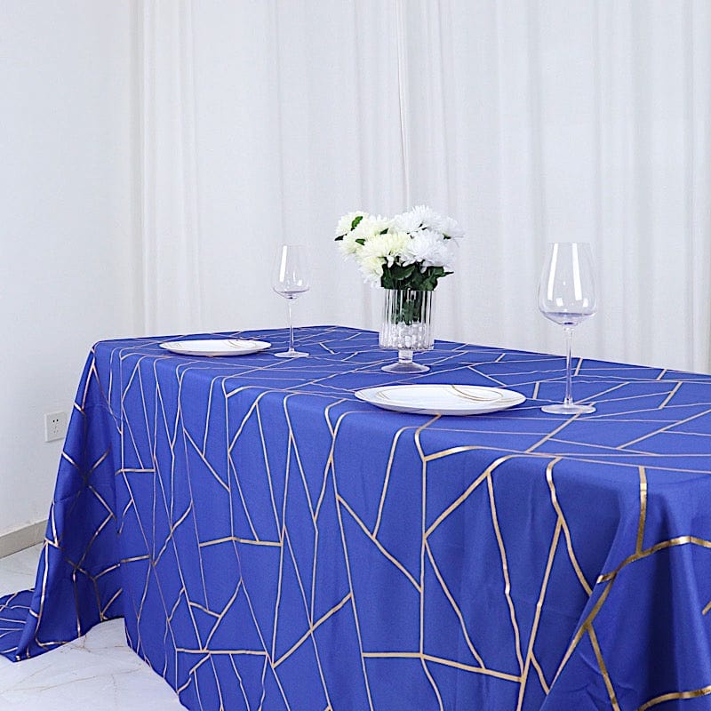 90x132 in Metallic Geometric Design Polyester Rectangle Tablecloth