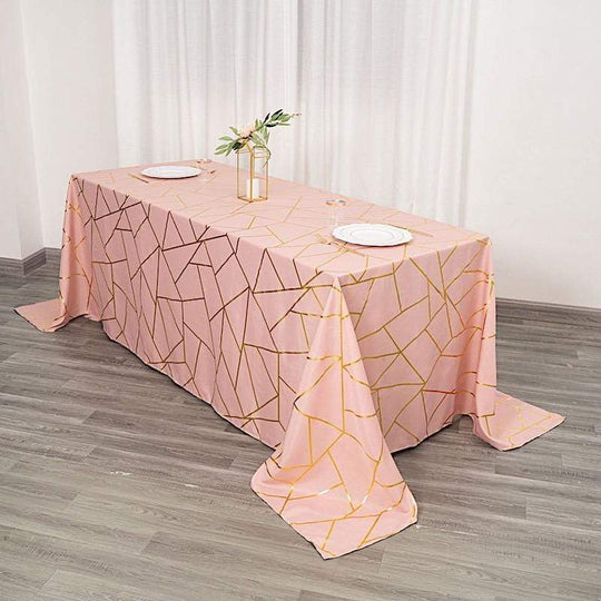 90x132 in Metallic Geometric Design Polyester Rectangle Tablecloth