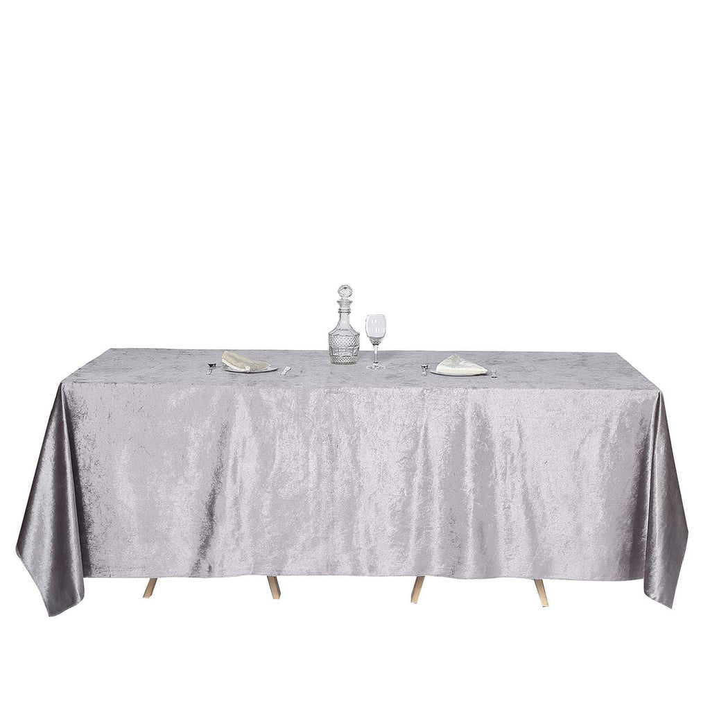 90x132 in Charcoal Grey Rectangular Premium Velvet Tablecloth