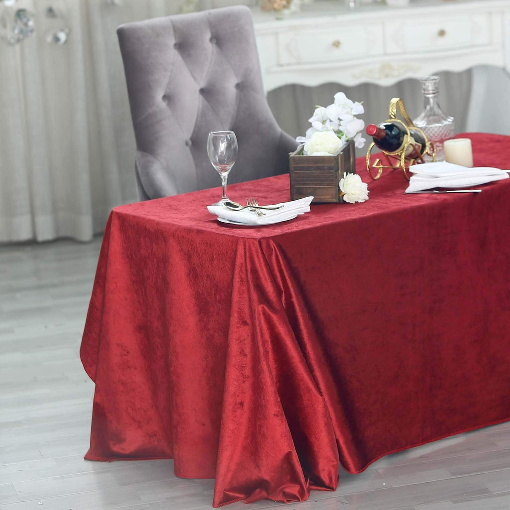 90x132 in Wine Rectangular Premium Velvet Tablecloth
